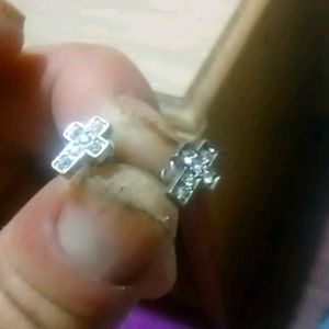 White gold cross diamond earrings